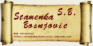 Stamenka Bošnjović vizit kartica